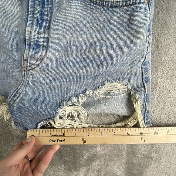 Zara Jeans Shorts Womens 4 Blue Denim Light Wash Distressed Cut‎ Off Festival - Picture 5 of 14